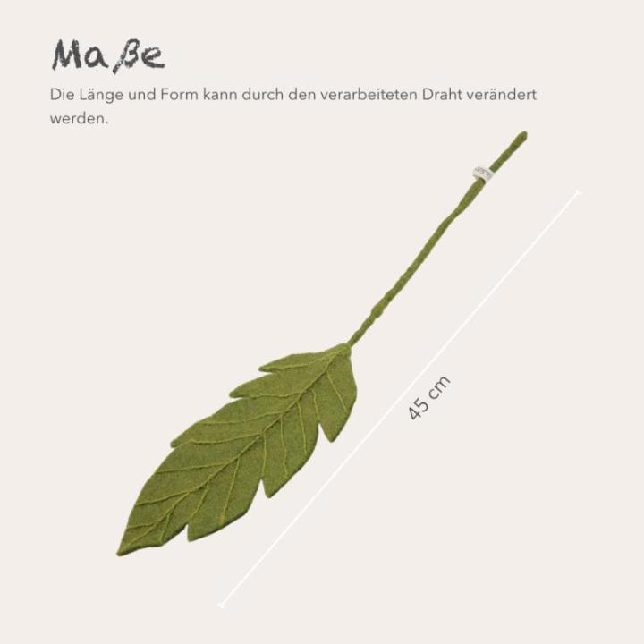 Gry & SIF Bladtakken, decoratieve takken, kunsttakken van vilt, kunsttakken van paasstruik, lentedecoratie, paasdecoratie, flexibele steel, handgemaakt, fairtrade | 3x bladtakken, 