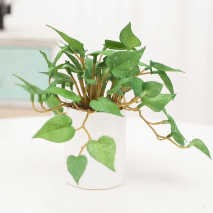 Kunstblumen Künstliche Pflanzen, kleine Kunstpflanzen, grünes Gras, Büro, Heimdekoration, 5 Verschiedene Pflanzen, Kunstpflanzen im Topf, 17 cm für jeden Anlass