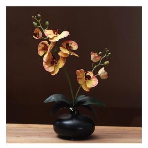 Kunstblumen Phalaenopsis-Kunstblumen-Arrangement mit Keramiktopf, künstliche Blumen, Seiden-Orchideen-Blume für den Tisch im Wohnzimmer für jeden Anlass