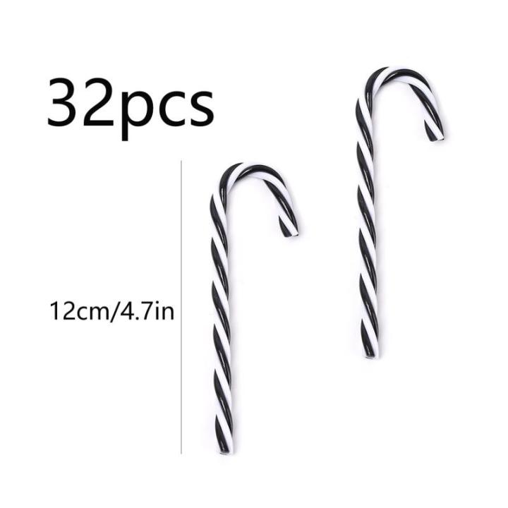 32 stuks kerstsnoepstok hangende ornamenten plastic gedraaide kruk ornamenten kerstboomdecoratie voor kerstfeestbenodigdheden kerstambachten binnen buiten decor (12 geen gaten zwar