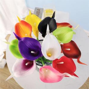 Künstliche Blumen, Künstliche Calla-Lilien-Blume, 10 Stück, fühlt Sich echt an, Seide, Blumen mit langem Stiel, Blumenstrauß, Großdekor(White)