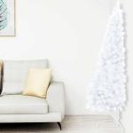 Künstlicher Halb-Weihnachtsbaum Beleuchtung Kugeln Weiß 180 cmWeiß und Rose