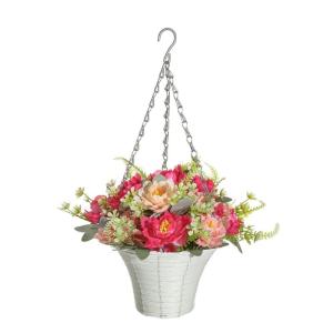 Hängende Blumenpflanze im Korb für Frühlingshochzeitsveranda-Gartenhöfe