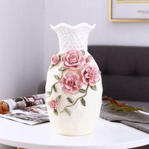 Dekorative Dekoration für Zuhause: Blumenarrangements im chinesischen Stil, getrocknete Blumen, TV-Schrankdekoration, Kunsthandwerk, Keramik (Hellgelb, XL)