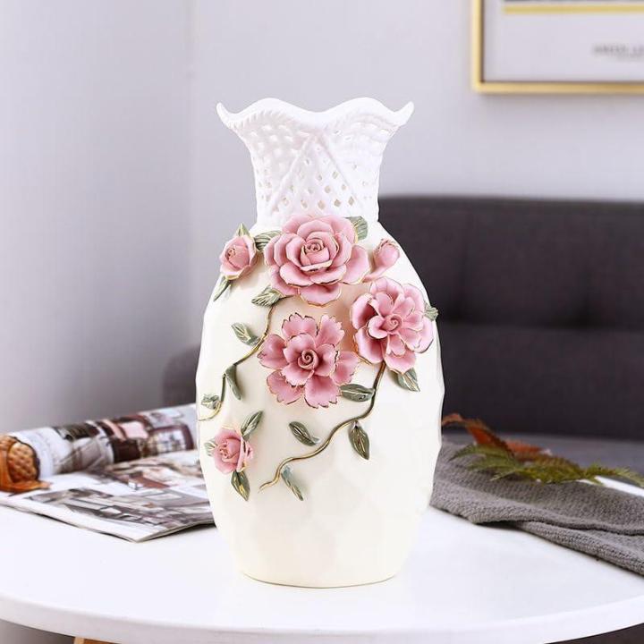 Dekorative Dekoration für Zuhause: Blumenarrangements im chinesischen Stil, getrocknete Blumen, TV-Schrankdekoration, Kunsthandwerk, Keramik (Hellgelb, XL)