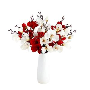 Kunstblumen Künstliche Magnolienblume mit Vase, Hochzeitsdekoration, realistischer Seidenblumenstrauß für den Heimtisch, Blumengeschäft, 4 Farben für jeden Anlass
