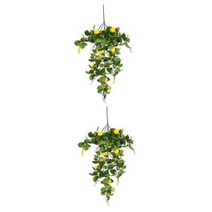 2 Stück Simulation Zitronen Rattan Party Dekorationszubehör Zitronenpicks Zitronenzweige Zur Dekoration Künstliche Zweige Foto Girlande Künstlicher Blumenstrauß Künstliche