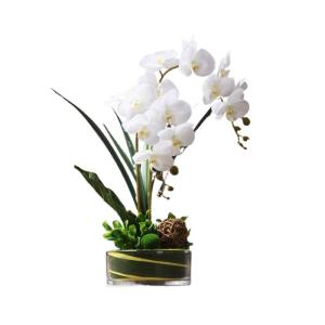 Kunstblumen Künstliche Blumen in transparenter Glasvase – Simuliertes Blumenarrangement für Wohnzimmer und Hochzeiten. Künstliche Blumen für jeden Anlass