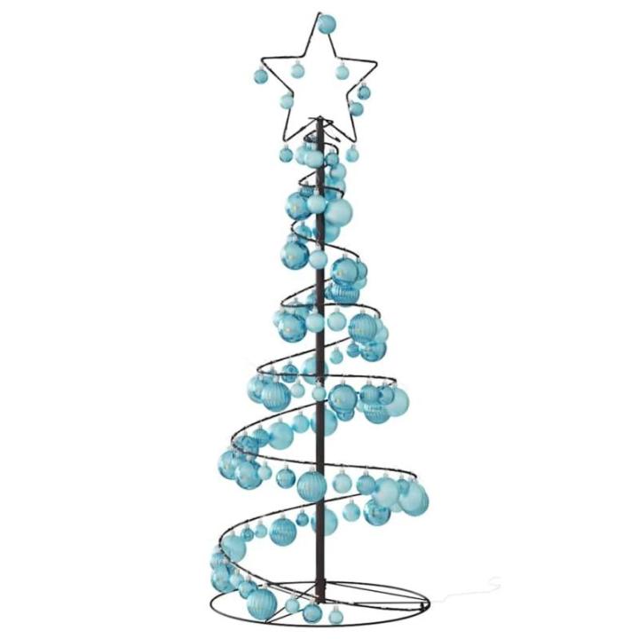 Kerstboom kegelvorm met ballen 80 leds warm wit 120 cm