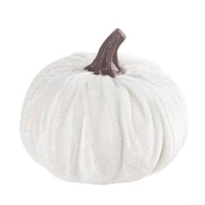 Kunstkürbisse aus Samt für Herbstdekoration für Thanksgiving und Halloween-Feiern (weiß)