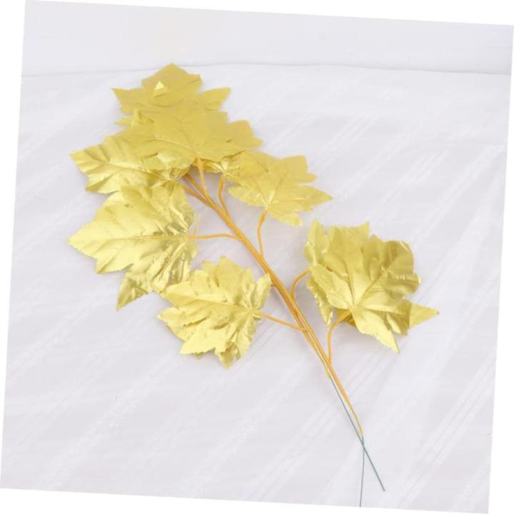 15St Tropische Partydekorationen Ahornblatt-Zweig weihnachtsdeko Christmas Decorations Golddekor Künstliche Ahornblätter Künstliche Blätter Hochzeit Material