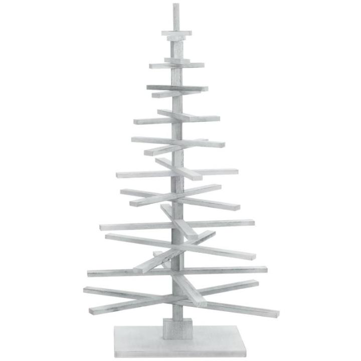 Decoratieve kerstboom HWC-H77, 3D-kerstboom, kerstdecoratie, shabby look, dennenhout, verstelbaar, 130 x 82 x 82 cm, wit