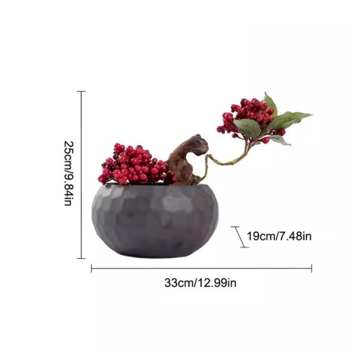 Kunstblumen Künstliche Blumen in Keramikvase – kleine Bonsai-Simulations-Blumenornamente, 33 cm – perfekt für die Innendekoration für jeden Anlass
