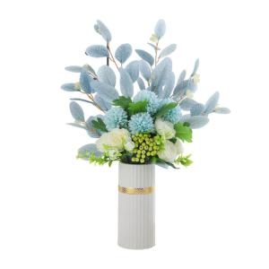 Kunstblumen Kunstseidenblumen mit Vase für Heimdekoration und Hochzeit, Blumenarrangement, Valentinstagsgeschenke, Kunstblumen für jeden Anlass