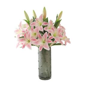 Kunstblumen Künstliche Blumen in Vase, gefälschte Lilien-Blumenarrangement, Lilien-Blumenstrauß, für Home Hotel Flower Party Decor für jeden Anlass