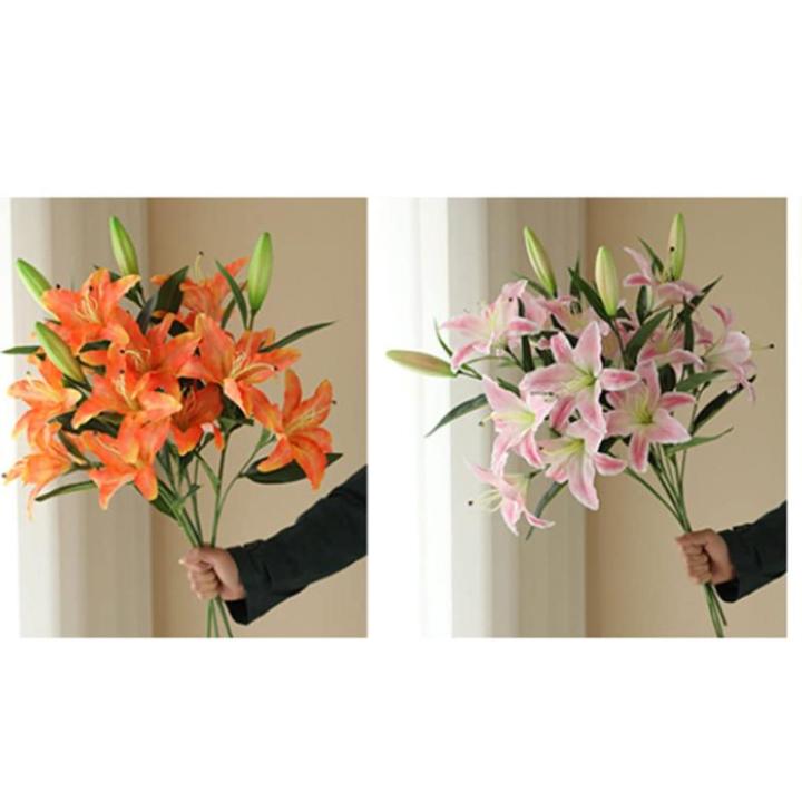 Kunstblumen Künstliche Blumen in Vase, gefälschte Lilien-Blumenarrangement, Lilien-Blumenstrauß, für Home Hotel Flower Party Decor für jeden Anlass
