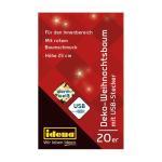 31486 - Decoratieve kerstboom met 20 leds in warm wit, ca. 25 cm hoog, met rode boomversiering in pot en USB-aansluiting, decoratie voor binnen, als winter-, advents- en kerstdecor