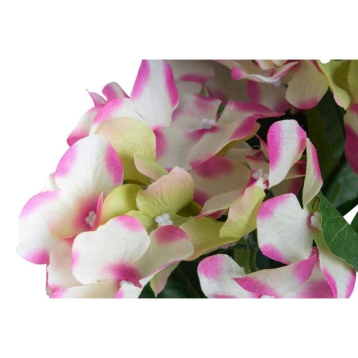 kunstmatige hortensia / kunstmatige hortensia struik in zwarte kunststof pot, kleur: roze-crème-lichtgroen