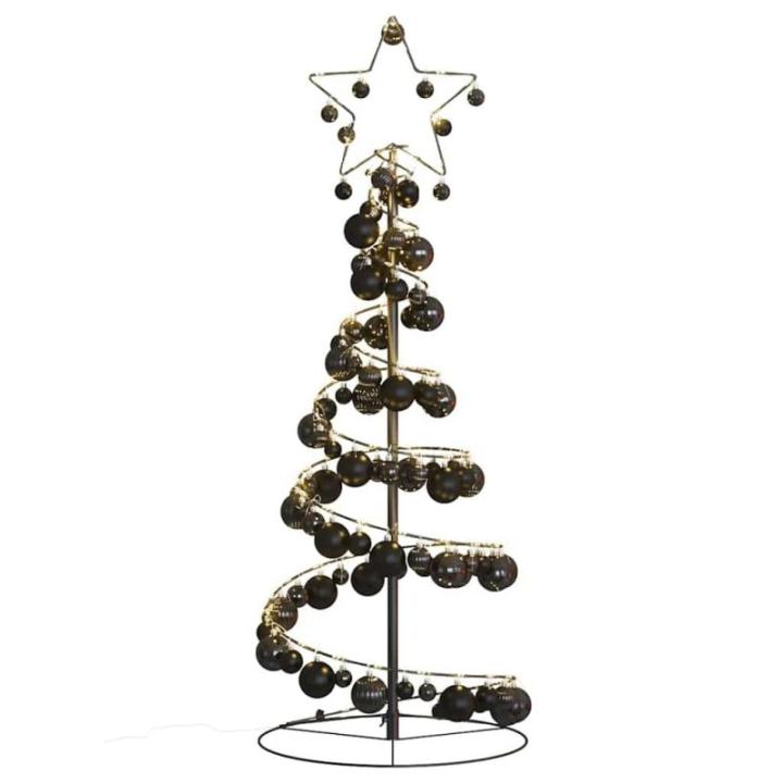Kerstboom kegelvorm met ballen 80 leds warm wit 120 cm