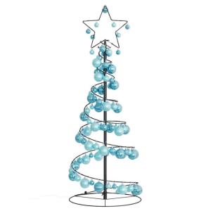 Kerstboom kegelvorm met ballen 80 leds warm wit 120 cm