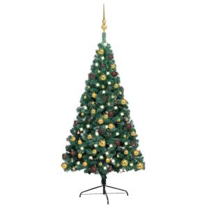 Künstlicher Halb-Weihnachtsbaum Beleuchtung Kugeln Grün 240 cmGün und Golden