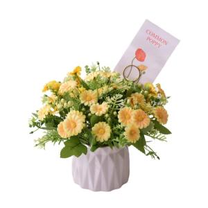 Kunstblumen Künstliche Topfblumen，Kleine Bonsai für Hochzeit Zuhause Schreibtisch Tischplatte Outdoor，Mehrfarbig（Weiße Keramikvase） für jeden Anlass