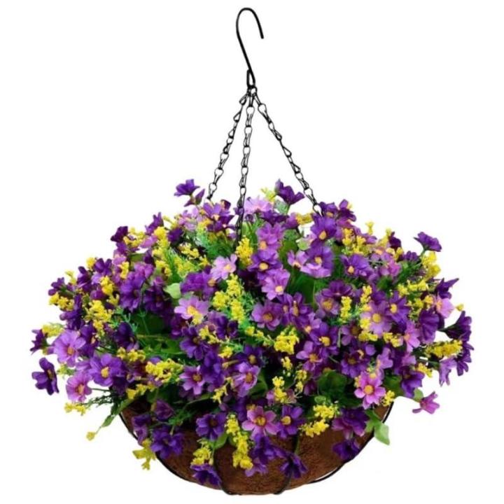 Hängende Blumenpflanze im Korb für Frühlingshochzeitsveranda-Gartenhöfe
