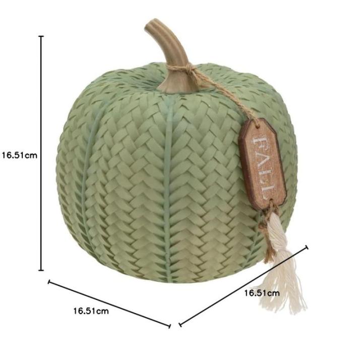 Kürbis-Dekoration, Herbst- und Herbstdekoration, 16,5 cm hoch, Salbei-strukturiertes Gewebe