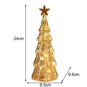 Exquisiter Glas-Weihnachtsbaum mit Lichtern, Glas-Weihnachtsbaum mit Lichtern, Tischplatte, dekorativer Weihnachtsbaum, Leuchtturm-Ornamente (D)