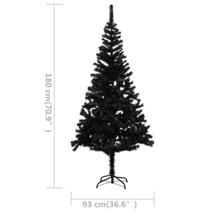 Wiederverwendbar Künstlicher Weihnachtsbaum Beleuchtung und Kugeln 180 cm H Christmas Tree Tannenbaum Weihnachtsdeko Christbaum Kunstbaum Halloween Weihnachtsbaum PVC Schwarz