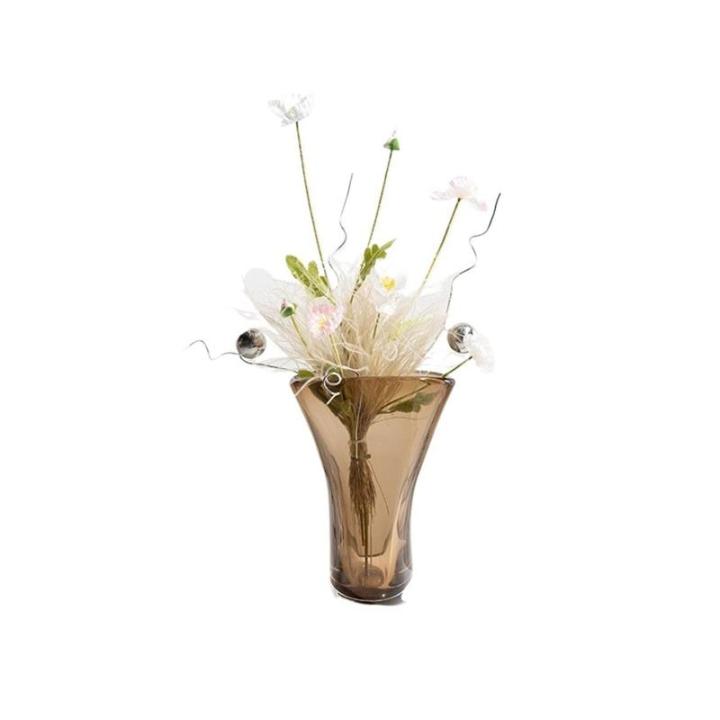 Kunstblumen Künstliche Blumenarrangements für den Innenbereich – handgefertigte Glasvase mit lebendigen Kunstpflanzen für Wohnzimmer, Hotel, Heimdekoration für jeden Anlass