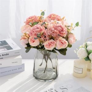 Zijde Kunstmatige Rozen Bloemen for Bruiloft Thuis Herfst Decoratie Groot Boeket Luxe Nep Bloemstuk Bulk Schieten Props (Color : Purper)