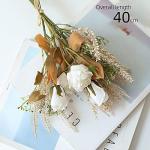 2 stuks , zijden bloemen, roos en tarweaaraars, bloemstukken, kunststof decoratie, planten, boeket, bruid, bruiloftsboeket, tuin, kantoor, kamerdecoratie, tafel-middenstukken (wit)