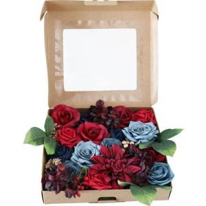 Künstliche Blumen Combo Box Set für DIY Hochzeit Bouquets Boutonnier Tafelaufsätze Girlanden Bogen Blumenarrangements