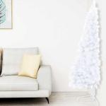 Künstlicher Halb-Weihnachtsbaum Beleuchtung Kugeln Weiß 240 cmWeiß und grau