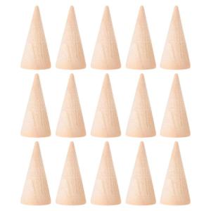 15 Stücke Holzkegel Holzfiguren zum Bemalen Holz Fingerring Ständer Ring Kegel Halter Schmuckständer für Ostern Basteln Kinder Bastelset Armband Armreif Veranstalter Schaufenst