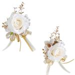 Stück Elegante Boutonniere/Armbänder mit Kunstrosen, stilvolle Accessoires für Brautpartys, Elegante Verzierungen für die Hochzeit