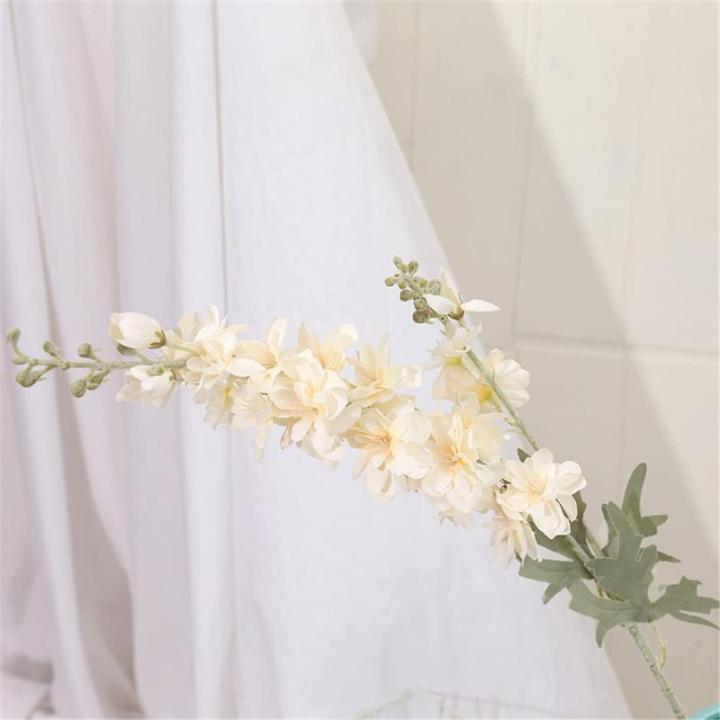 6 stuks Delphinium witte ridderspoor , 85 cm nepbloemen, bulk zijden bloemen met stengels, echte look voor huis, tuin, bruiloft, arrangement, decoratie (wit