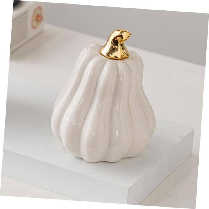 Nordic Keramische Pompoen Oogsten Herfst Pompoen Figuren Kunstmatige Groente Realistische Pompoen Herfst Figuur Pompoen Decoratie Sculptuur Halloween Wit