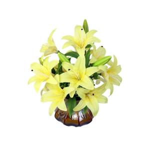 Kunstblumen Künstliche Blumen-Lilien-Seidenblumen mit Vase, echte Touch-Fake-Blume, einfache Wohnzimmer-Dekoration, Schlafzimmer-Fake-Blume für jeden Anlass