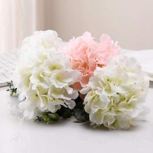 Kunstbloemen, hortensia, 10 stuks, kunstmatige hortensia-koppen met stelen, voor bloemstuk, bruiloftsfeest, huis, hotel, wit