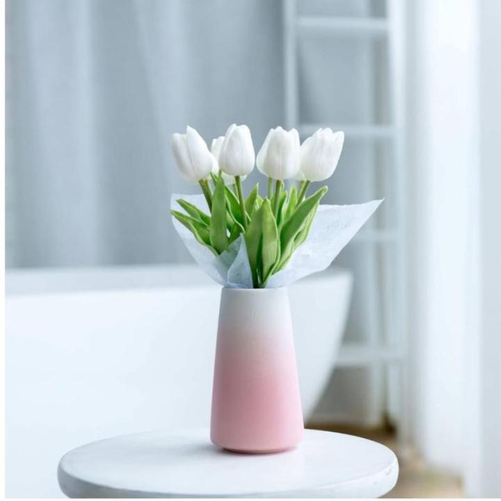 Kunstblumen 8 künstliche Tulpenblumen in Vase, Tischküchendekoration, 11,8-Zoll-Tulpen, Bürodekoration, Schlafzimmerdekoration für jeden Anlass
