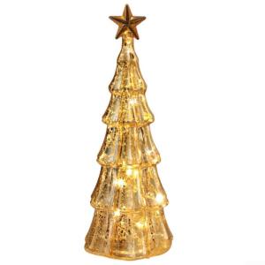 Exquisiter Glas-Weihnachtsbaum mit Lichtern, Glas-Weihnachtsbaum mit Lichtern, Tischplatte, dekorativer Weihnachtsbaum, Leuchtturm-Ornamente (D)