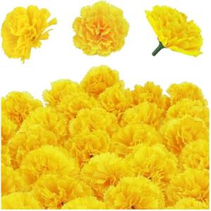 Blumengirlande Rot Kunstblumen Kirschblüten Girlande Gelbe 6cm Nelke DIY Girlande Hochzeit Urlaub Dekoration Urlaub Girlande Zubehör Party Dekoration Blumen Balkonpflanze (Yellow
