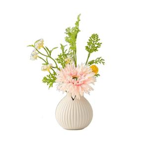 Kunstblumen Künstliche Blumen mit Keramikvase, Seidenblumenarrangements, künstliche Kunstblumensträuße für Büro, Zuhause, Festival-Dekoration für jeden Anlass