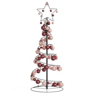 Kerstboom kegelvorm met ballen 80 leds warm wit 120 cm