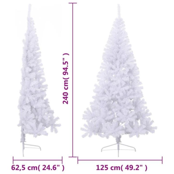 Kunstkerstboom met standaard, 240 cm hoog, kerstdecoratie, kunstboom, hoge kunstboom, kerstboom, kerstboom, PVC en staal, wit