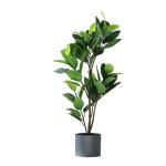 Lebensechter Kunstbaum Künstliche Pflanzen Gefälschter Gummibaum Grünes Blatt Tropische Pflanzen mit Topfgrün Floral Jungle Party Home Garden Decor Dekorationspflanze
