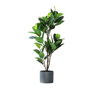 Lebensechter Kunstbaum Künstliche Pflanzen Gefälschter Gummibaum Grünes Blatt Tropische Pflanzen mit Topfgrün Floral Jungle Party Home Garden Decor Dekorationspflanze