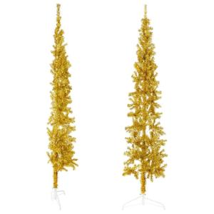 Künstlicher Weihnachtsbaum Golden 210 cm Höhe PVC-Material Halb-Weihnachtsbaum Platzsparend Wand Christbaum Innen- und Außenbereich Wirtschaftliche Weihnachtsdekoration Festlich